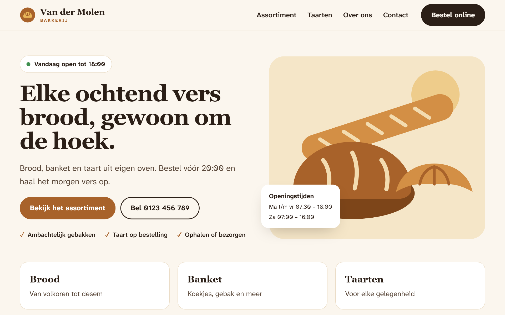 Nieuwe website van Bakkerij Van der Molen op een laptop